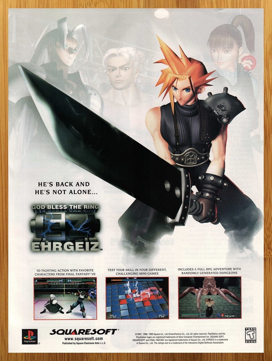 1999 EHRGEIZ Final Fantasy VII 7 Playstation 1 PS1 Print Ad