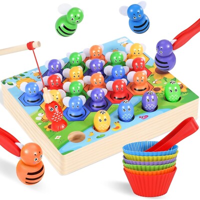 Ophy Montessori Zählen Sortieren Lernspielzeug Fischen ab 3 Jahren Kinderspiel