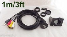 3ft Car Dashboard Flush Mount 3.5mm to Male 3RCA USB Extension Audio Video Cable