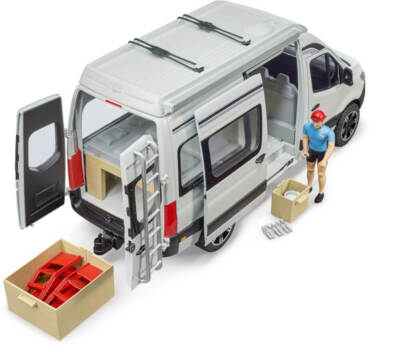 Bruder 02672 MB Camping Bus Sprinter Camper mit Fahrer Wohnmobil Mercedes Benz