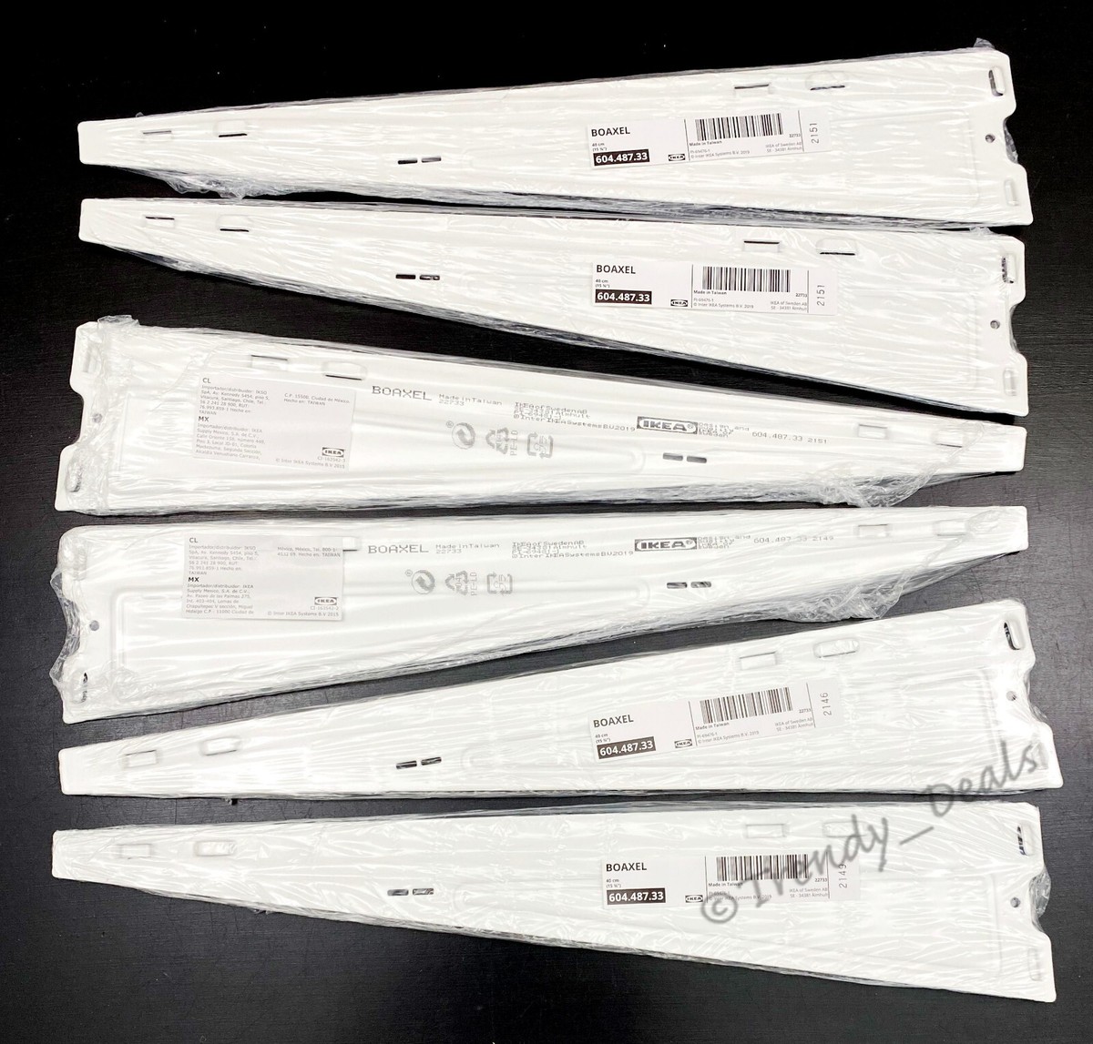 SET of 6 - Ikea BOAXEL Bracket for Shelf, Steel, White 15 ¾