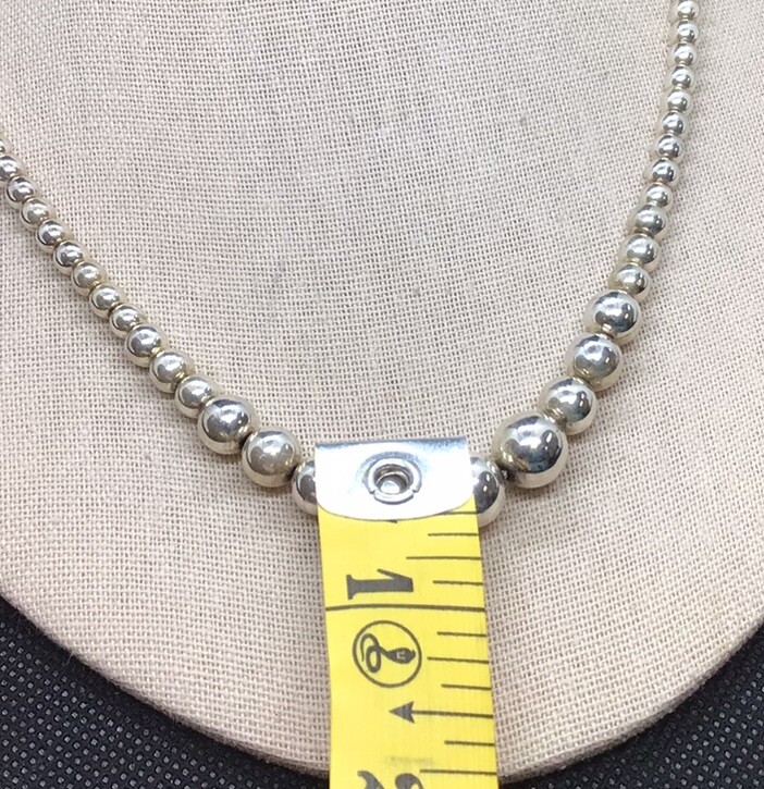 Vintage Sterling Silver 925 Chunky Graduated Beaded Necklace