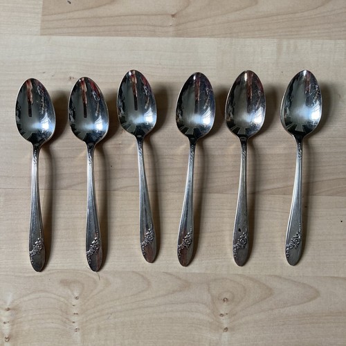 6 TUDOR PLATE ONEIDA COMMUNITY QUEEN BESS TEA SPOONS 1940’s - 第 1/7 張圖片