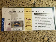 Official unused Atlanta Braves Turner Field Opening Day Ticket April 4 1997 Cubs