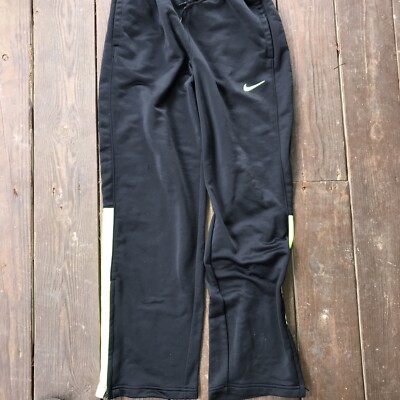 NIKE DRI FIT Jogging Pants MEDIUM Black Neon SWOOSH