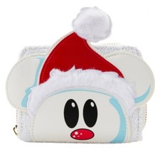 Disney Mickey Mouse White Sequin Snowman Loungefly/Santa Zip Around Wallet
