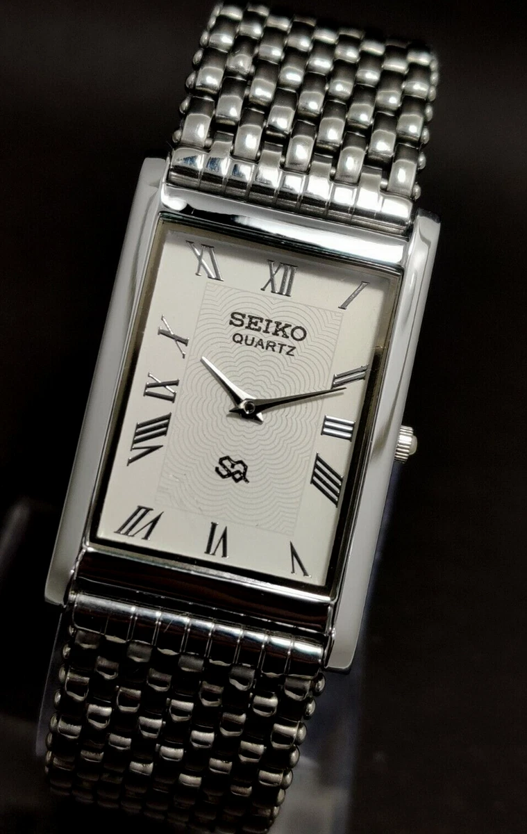Seiko Quartz Slim New Battery Roman Dial Rectangle Shape Men s