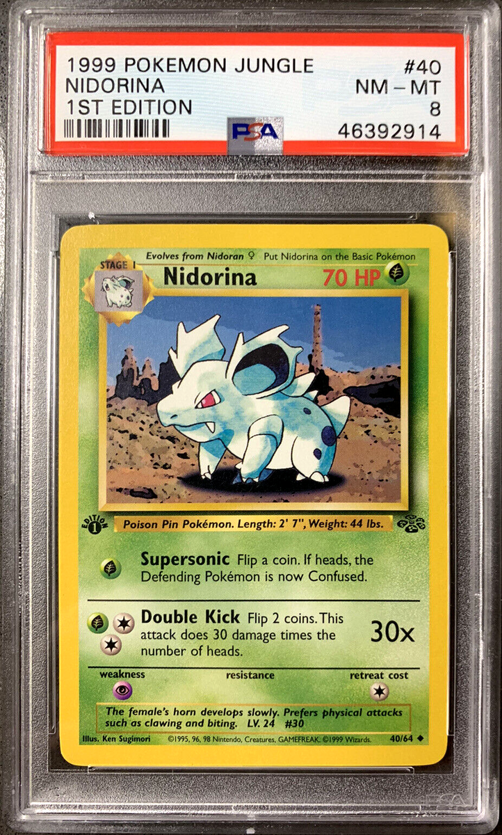 Pokémon 1st Edition Nidorina PSA 8 NM-Mint, Jungle Set 40/64, WOTC