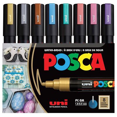 Markers Set 8 Medium Paint Markers 5m   Metallic Tones   Gold Silver Bronze Meta