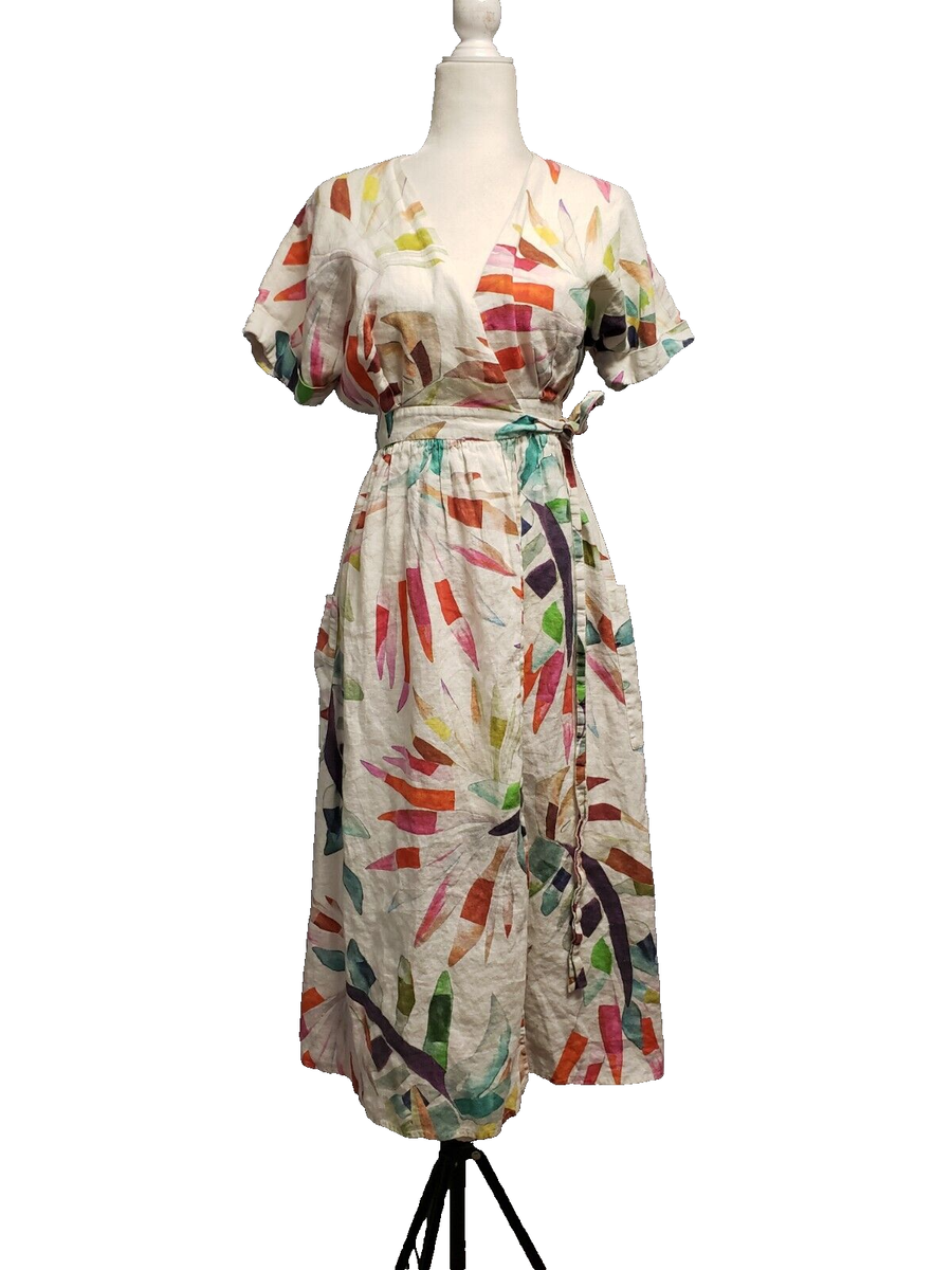 MARA HOFFMAN Palm Tree Print Linen Maxi Dress, Size XS