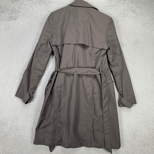 Armani Exchange Womens Trench Coat Small Dark Grey Long Overcoat Nylon Blend NEW - Picture 3 of 12