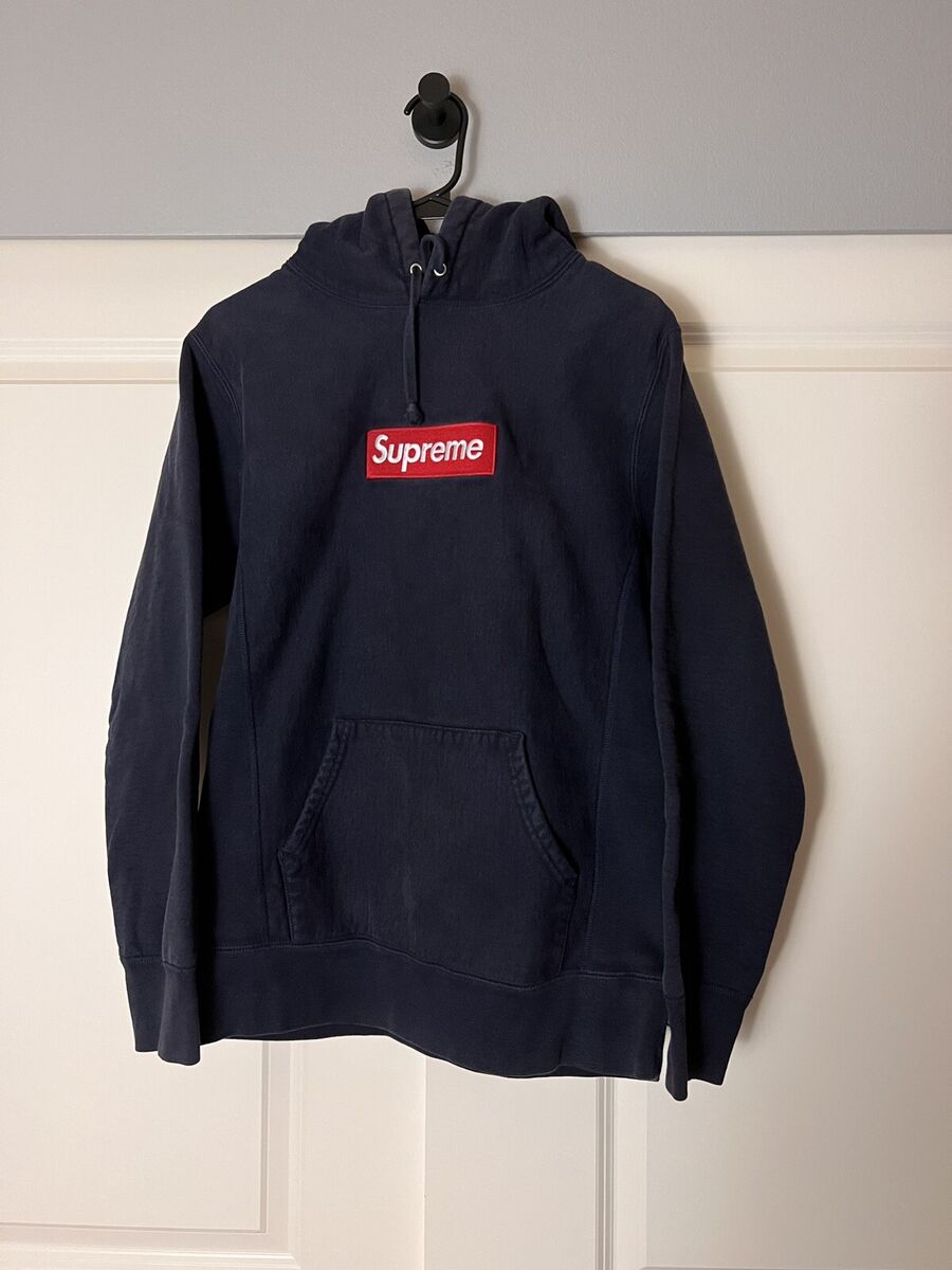 supreme box logo hoodie grey sweatshirt M fw16