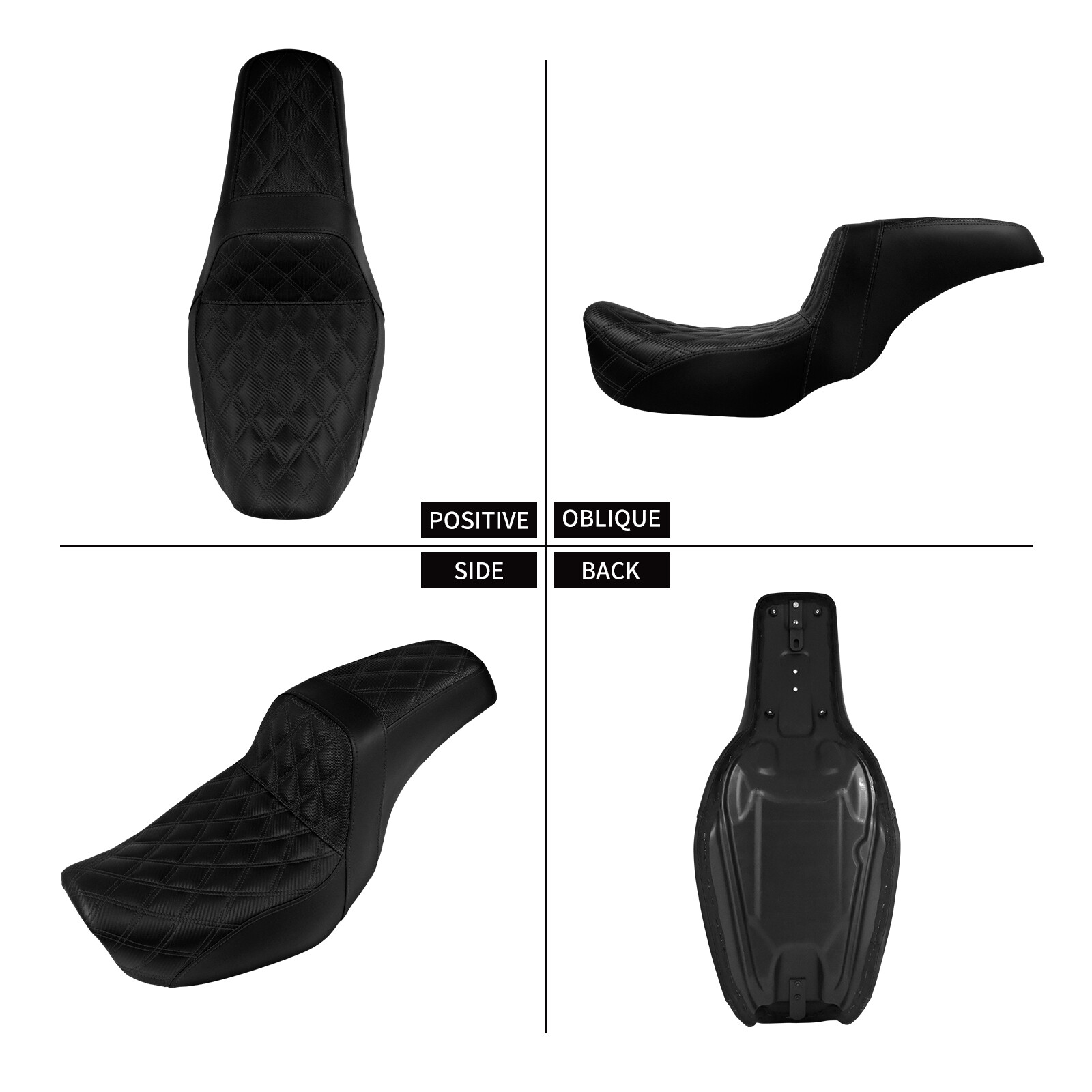 Black Driver Passenger Gel Seat For Harley 06-2017 Dyna Low Rider Street Fat Bob