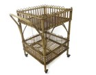 Bamboo Rattan Bar Cocktail Tea Garden Cart Trolley Mid Century Modern Funky