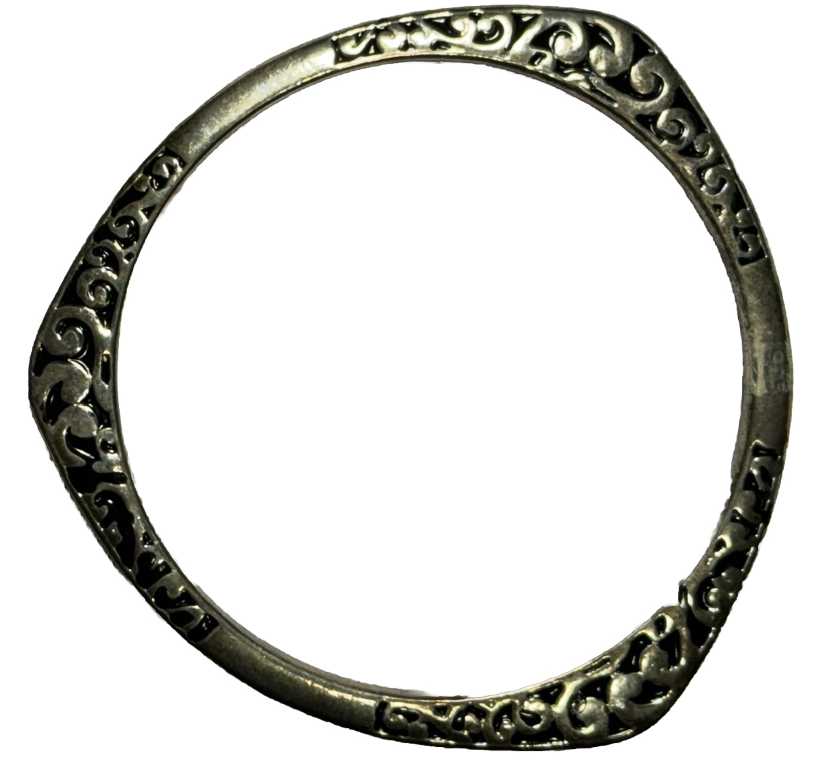 VTG Triangular Bangle Bracelet Sterling Silver Sc… - image 1