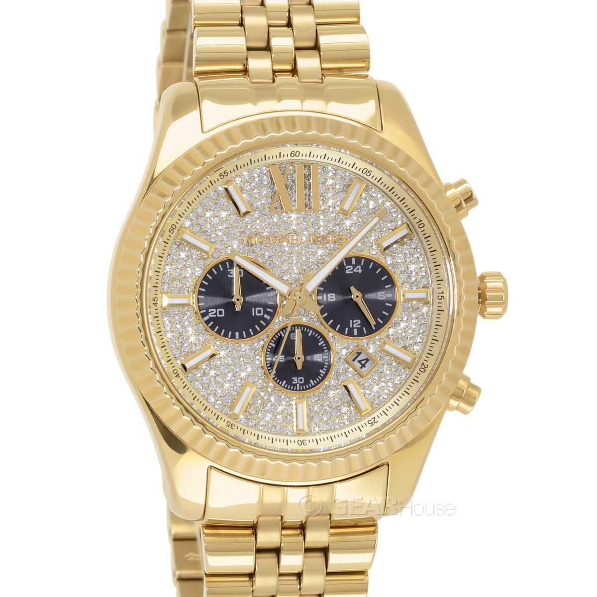 Michael Kors Lexington Mens Glitz Watch, Pave Crystal Dial Michael Kors Lexington Mens Glitz Watch, Pave Crystal Dial