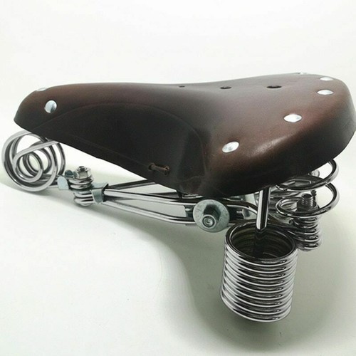 Vintage Bicycle Saddle 3 Spring Comfort Leather Retro Riding Bike Seat Cushion - Picture 8 of 16