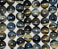 12MM BLUE TIGER EYE GEMSTONE GRADE A ROUND LOOSE BEADS 7inch