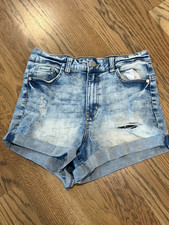 Kendall Kylie The Icon Cuffed Jean Shorts Women's Size 7 / 28 Distressed
