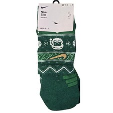 NWT Nike Elite Basketball Crew Socks Dri-FIT Xmas Green Mens 8-12 L