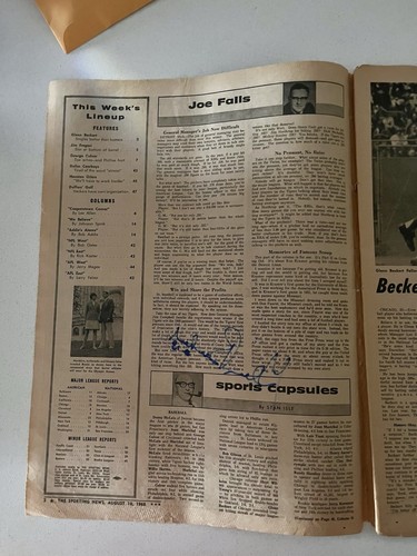 Sporting News Aug 10 1968 Vol 166 No 4 Signed by Glenn Beckert Cubs Vintage - Picture 3 of 15