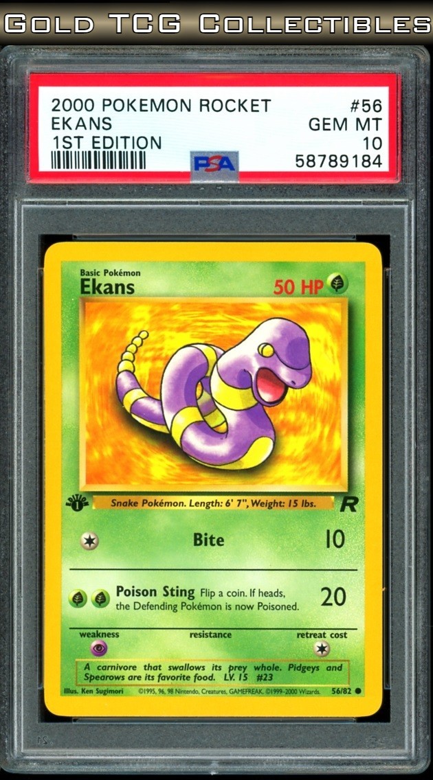 PSA 10 ⭐️ Pokemon Ekans 56 1st Edition Team Rocket Vintage Non-Holo