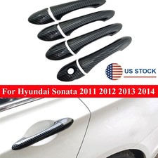 8x Carbon Fiber Look Outside Door Handle Cover Trim For Hyundai Sonata 2011-2014