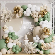 Sage Green Balloon Arch Kit 155Pcs Olive Dusty Green Sand White Gold Balloons Ga