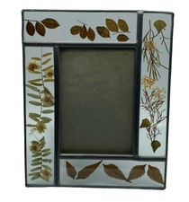 Leaded Glass Photo Frame Dried Pressed Flowers Hand Made Dim: 6.5x8-for 3x5 Pic