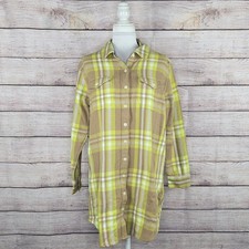NWT Outerknown Women's Blanket Shirt Dress Jacket Plaid Casual Medium Flannel