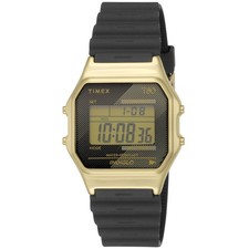 Reloj unisex de cuarzo de acero inoxidable negro TIMEX T80 TW2V41000 sin usar en caja