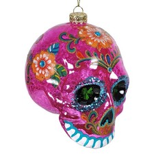 Pink Day Of The Dead Sugar Skull Ornament
