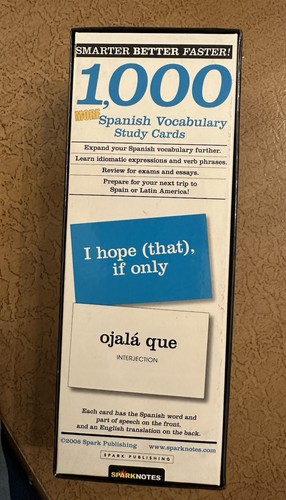 More Spanish Vocabulary Study Cards - 1,000 Cards SPARKNOTES 2006 NEW - Picture 3 of 3