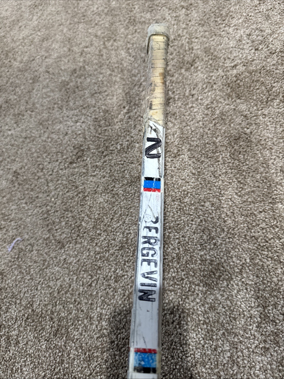 1980’s Game Used Marc Bergevin Chicago Blackhawks Canadien Wooden Hockey Stick