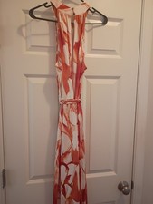 Ladies Orange White Jumpsuit W/Belt L