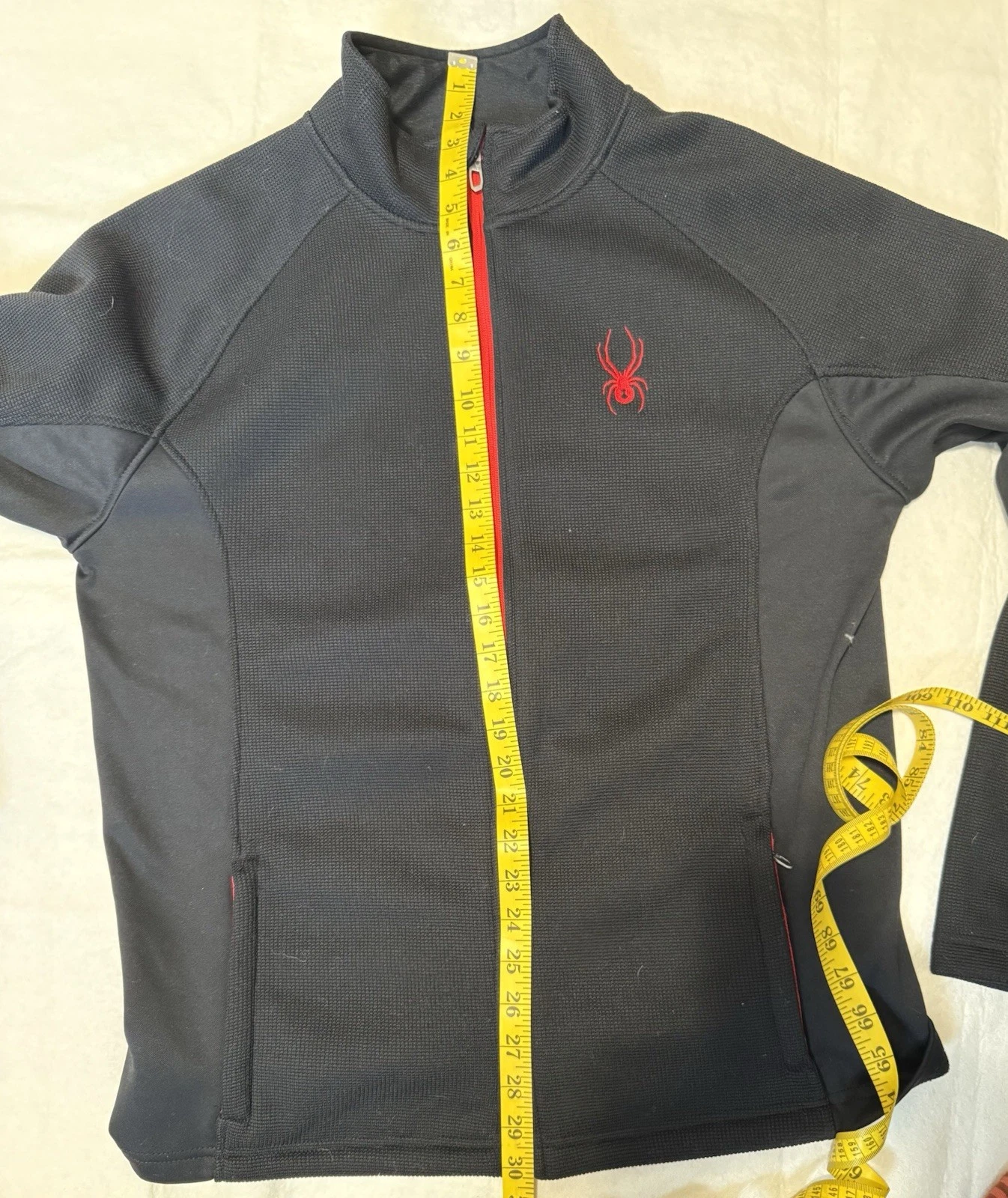 Spyder Constant Sweater Fleece Jacket Full Zip Mens L Black Red Mid Weight Exc - product detail image 11