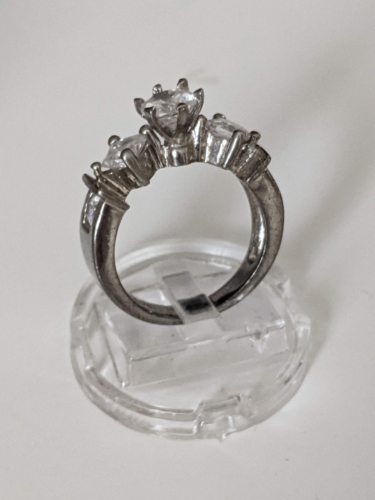 Solid Silver Engagement Ring with Cubic Zirconia … - image 1