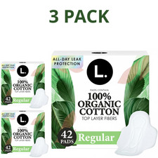 L. Ultra Thin Pads, Organic Cotton Top Layer, Regular, 42 Count, 3 Pack