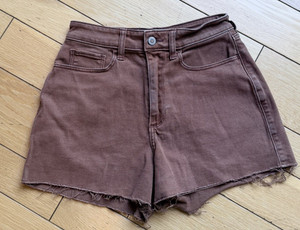 Hollister Brown Denim Shorts Women's Cut-Off Ultra Hi-Rise Mom Shorts Size 25