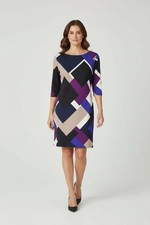 Eliza J Sheath Dress Knit Geometric Business Career Office Purple 8 Medium