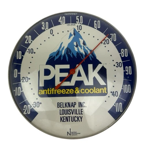 Belknap Vintage PEAK Antifreeze Gas Station 12” Thermometer Sign Automobilia