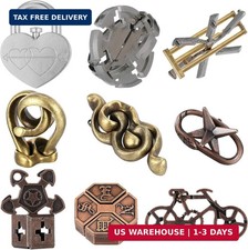 9 Pcs Metal Brain Teaser Puzzles Teaser 3D Steel Puzzle for Adults Unloc