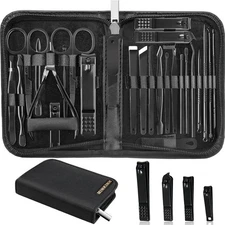26-Piece Stainless Steel Professional Manicure & Pedicure Grooming Kit with Case