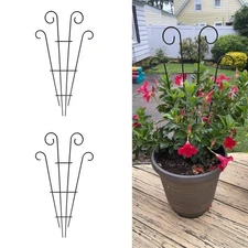 2 Pack Black Coated Wave Pot Trellis 23'' Stakes for Climbing Plants Patio Pl...