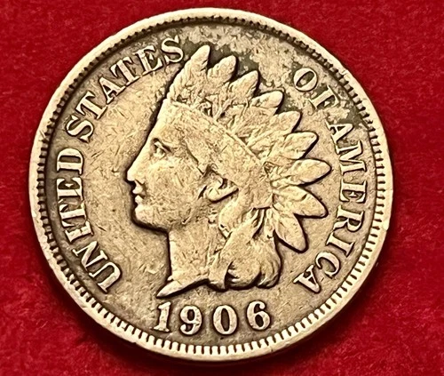 1906 Indian Head Penny Cent - Partial Liberty - Great Album Filler - JC558