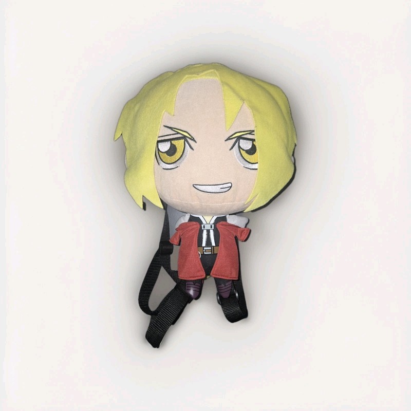 Fullmetal Alchemist Edward Elric Plush Backpack with Zippered Pocket Yellow Red
