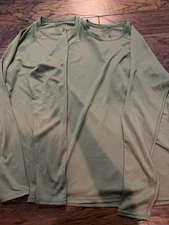 TWO Patagonia Mens Olive Green Capilene Midweight Baselayer Long Sleeve Shirt XL