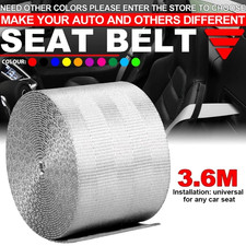 3.6m Silver Seat Belt Webbing Racing Car Seat Safety Belt Strap Replacement