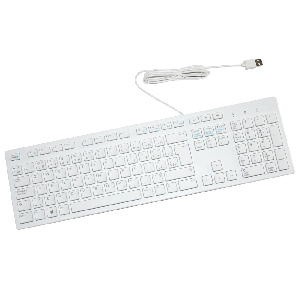 Dell KB216 White QWERTY French-Can Chiclet Multimedia USB Wired Keyboard 1PJRJ - Image 3 of 4
