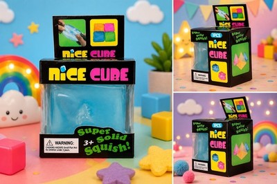 Nice Cube Squishy Fidget Toy Blue Pink Sensory Stress Relief Kawaii Cube